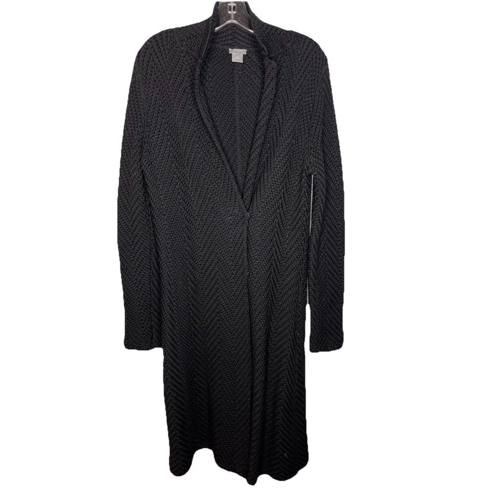 Ann Taylor Herringbone Knit Long Line Sweater Jacket Merino Wool Capsule Minimal